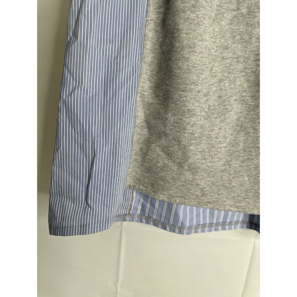 Zara Gray Sweatshirt Stripped Dress Shirt Attached Long Sleeves Girls Size 9-10 - Picture 4 of 10